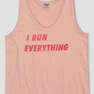 I Run Everything Shirt Pink V-Neck Tank Top New S